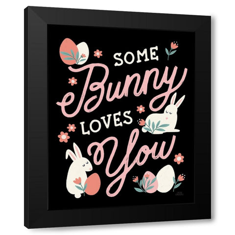 Bunny Kisses III Black Black Modern Wood Framed Art Print with Double Matting by Marshall, Laura