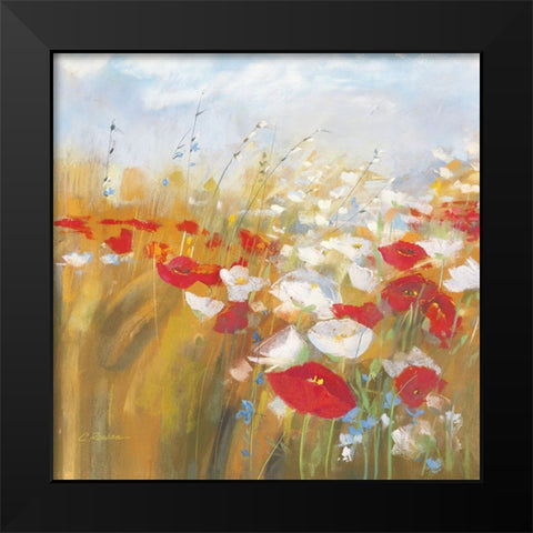 Poppies and Larkspur I Black Modern Wood Framed Art Print by Rowan, Carol