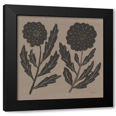 Floral Simplicity II Black Modern Wood Framed Art Print with Double Matting by Nai, Danhui