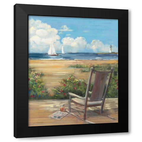 By the Sea II - Wag Black Modern Wood Framed Art Print with Double Matting by Rowan, Carol