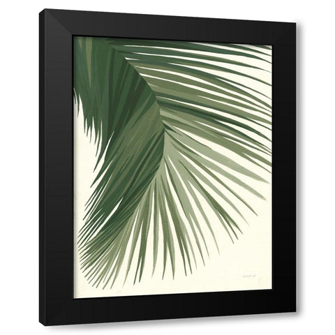 Retro Big Leaf II Green Black Modern Wood Framed Art Print with Double Matting by Nai, Danhui