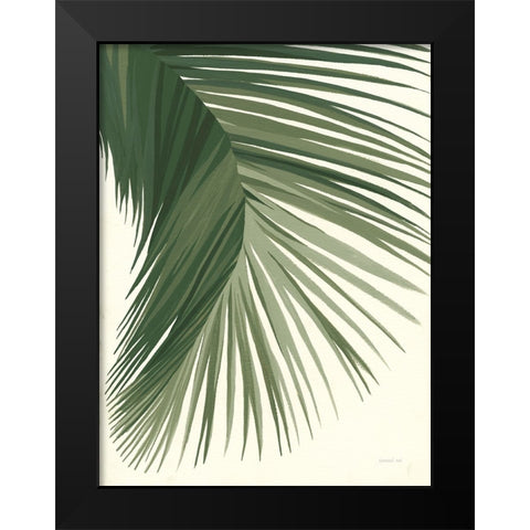 Retro Big Leaf II Green Black Modern Wood Framed Art Print by Nai, Danhui