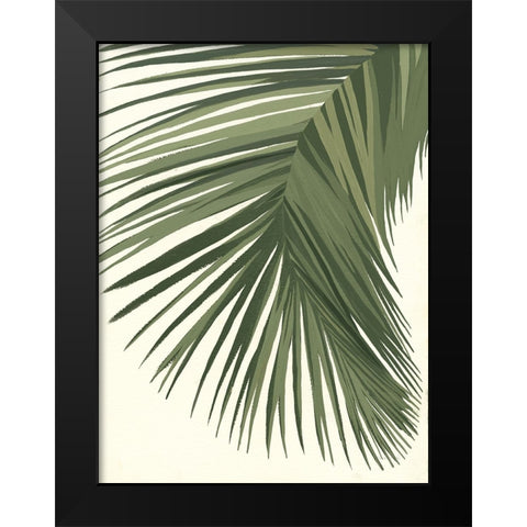 Retro Big Leaf II Reversed Green Black Modern Wood Framed Art Print by Nai, Danhui