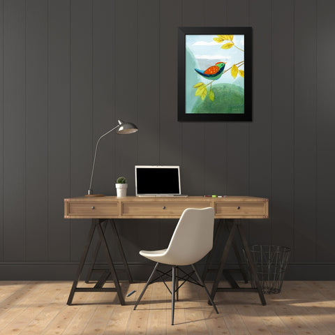 Colorful Birds I Black Modern Wood Framed Art Print by Nai, Danhui