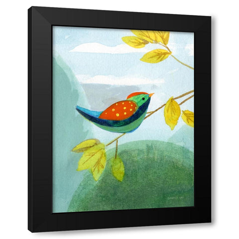 Colorful Birds I Black Modern Wood Framed Art Print with Double Matting by Nai, Danhui