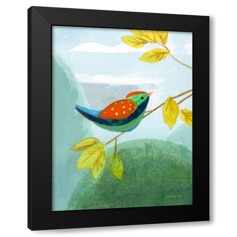 Colorful Birds I Black Modern Wood Framed Art Print by Nai, Danhui