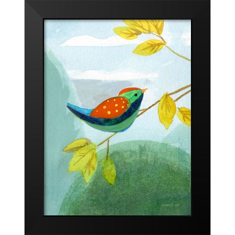 Colorful Birds I Black Modern Wood Framed Art Print by Nai, Danhui