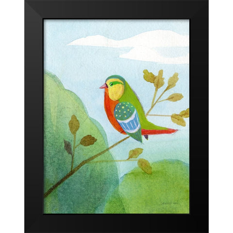 Colorful Birds II Black Modern Wood Framed Art Print by Nai, Danhui