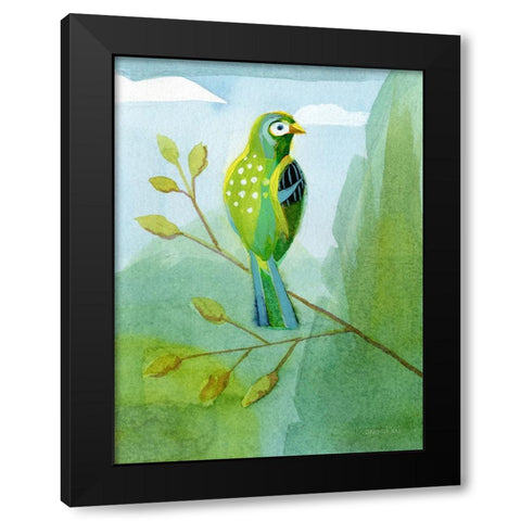 Colorful Birds III Black Modern Wood Framed Art Print with Double Matting by Nai, Danhui