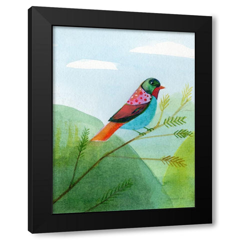 Colorful Birds IV Black Modern Wood Framed Art Print with Double Matting by Nai, Danhui