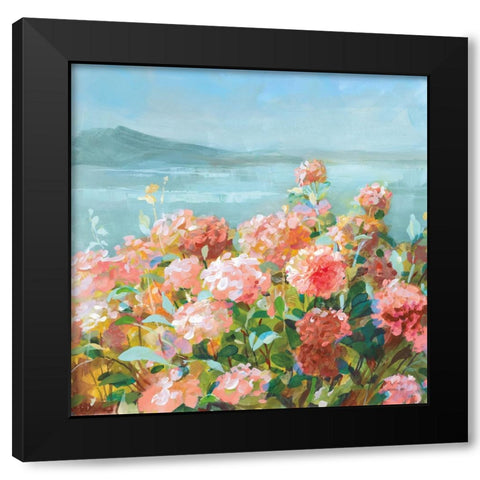 Coastal Dahlias II Black Modern Wood Framed Art Print with Double Matting by Nai, Danhui