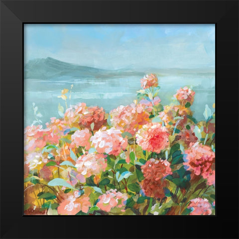 Coastal Dahlias II Black Modern Wood Framed Art Print by Nai, Danhui