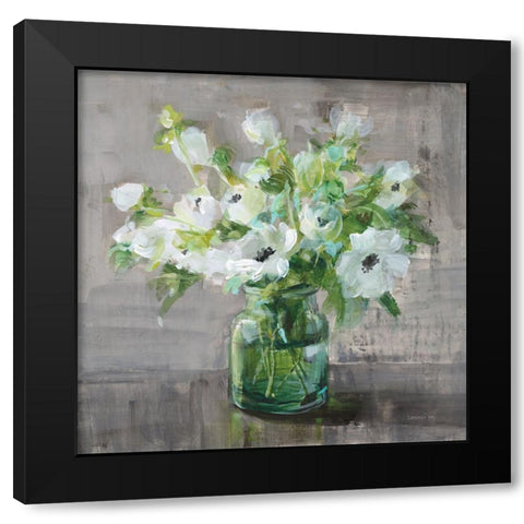 Fresh Anemones Black Modern Wood Framed Art Print with Double Matting by Nai, Danhui