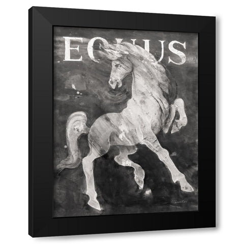 Equus Stallion BW Black Modern Wood Framed Art Print with Double Matting by Hristova, Albena