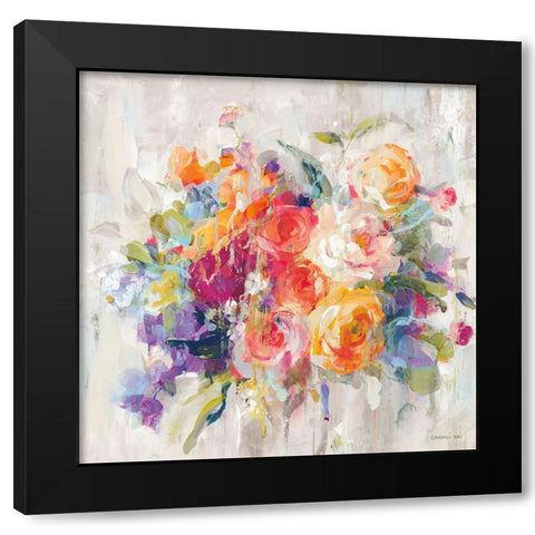 Sun Drenched Bouquet Autumn Black Modern Wood Framed Art Print with Double Matting by Nai, Danhui