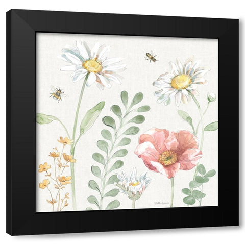Daisy Days III Black Modern Wood Framed Art Print with Double Matting by Grove, Beth