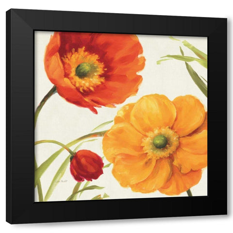 Poppies Melody II Black Modern Wood Framed Art Print with Double Matting by Audit, Lisa