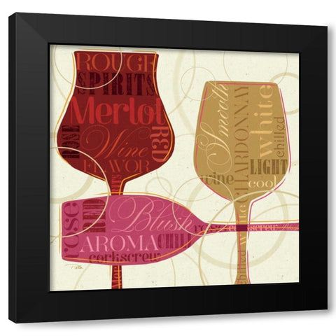 Colorful Wine I Black Modern Wood Framed Art Print with Double Matting by Pela Studio