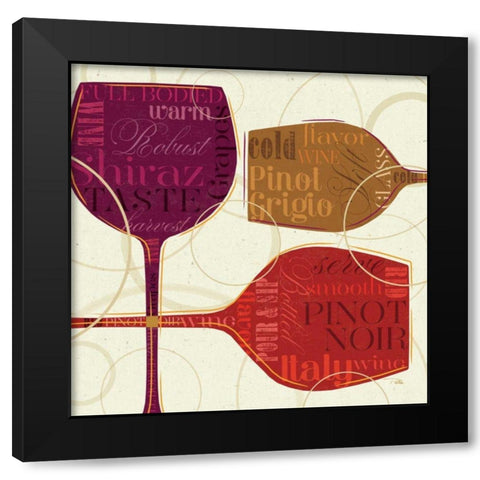 Colorful Wine II Black Modern Wood Framed Art Print with Double Matting by Pela Studio
