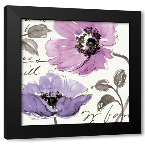 Floral Waltz Plum I Black Modern Wood Framed Art Print with Double Matting by Pela Studio