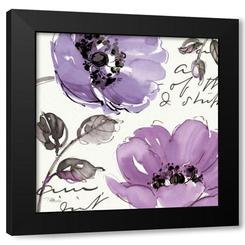 Floral Waltz Plum II Black Modern Wood Framed Art Print by Pela Studio