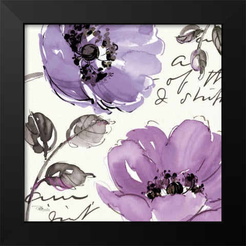 Floral Waltz Plum II Black Modern Wood Framed Art Print by Pela Studio