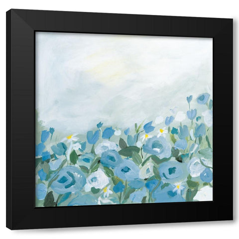 Blooming Landscape Blue Black Modern Wood Framed Art Print by Munger, Pamela
