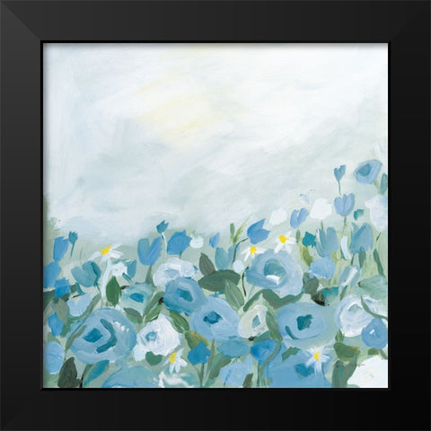 Blooming Landscape Blue Black Modern Wood Framed Art Print by Munger, Pamela
