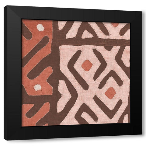 Kuba Cloth I Square I Blush Black Modern Wood Framed Art Print by Wild Apple Portfolio