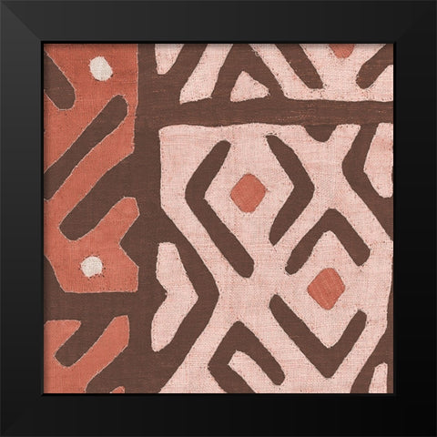 Kuba Cloth I Square I Blush Black Modern Wood Framed Art Print by Wild Apple Portfolio