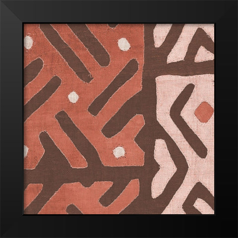 Kuba Cloth I Square II Blush Black Modern Wood Framed Art Print by Wild Apple Portfolio