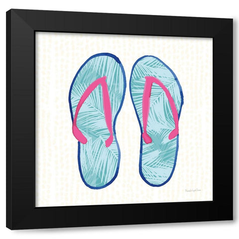 Laguna Flipflops II Black Modern Wood Framed Art Print with Double Matting by Charro, Mercedes Lopez