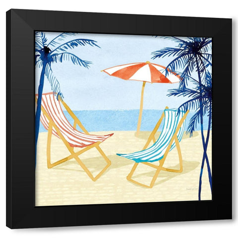 Laguna Lounging I Black Modern Wood Framed Art Print with Double Matting by Charro, Mercedes Lopez