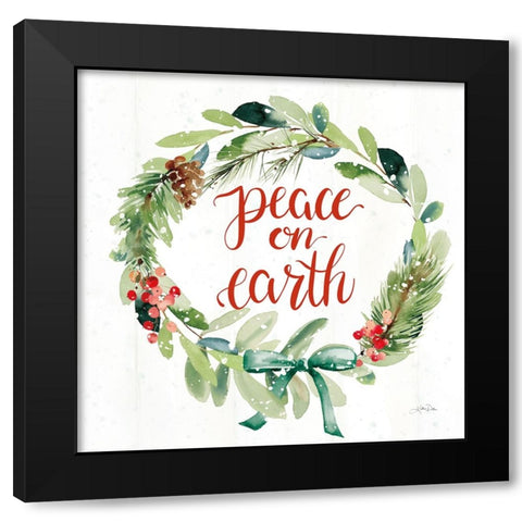 Celebrate the Season Wreath II Black Modern Wood Framed Art Print by Pete, Katrina
