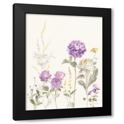Picket Fence Flowers II Pastel Black Modern Wood Framed Art Print with Double Matting by Nai, Danhui
