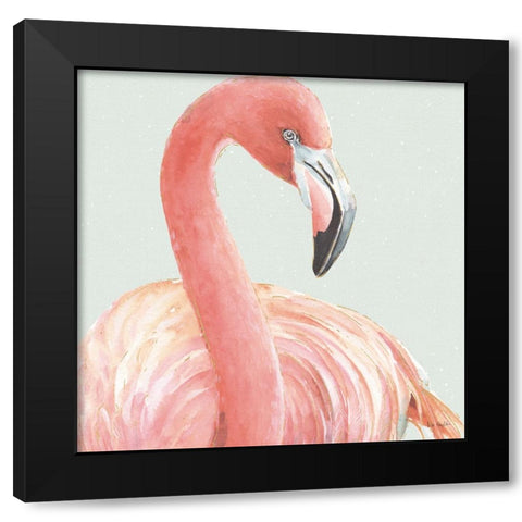 Gracefully Pink II with Green Black Modern Wood Framed Art Print with Double Matting by Audit, Lisa