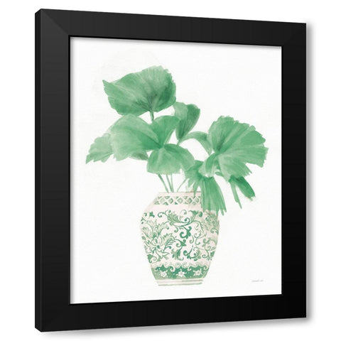 Palm Chinoiserie IV Pink Green Black Modern Wood Framed Art Print by Nai, Danhui