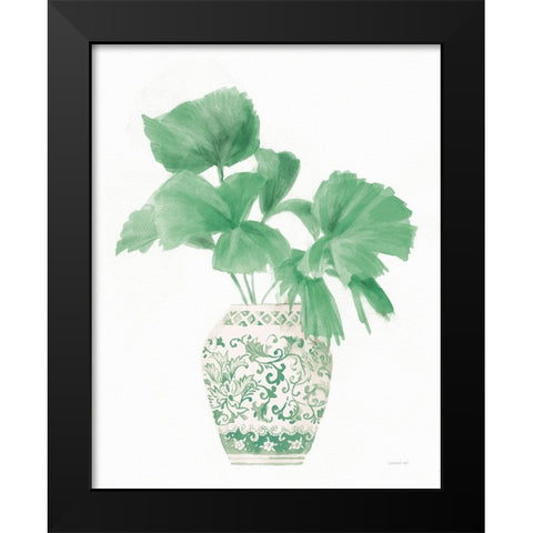 Palm Chinoiserie IV Pink Green Black Modern Wood Framed Art Print by Nai, Danhui