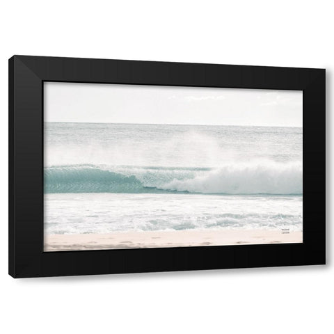 Curling Blue Black Modern Wood Framed Art Print by Larson, Nathan