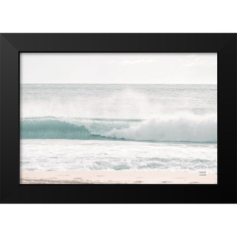 Curling Blue Black Modern Wood Framed Art Print by Larson, Nathan