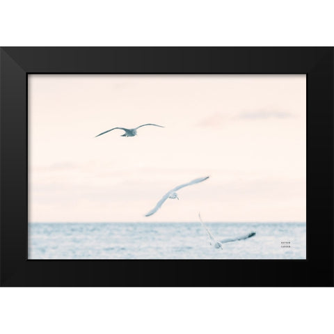 Sunset Flocks Black Modern Wood Framed Art Print by Larson, Nathan