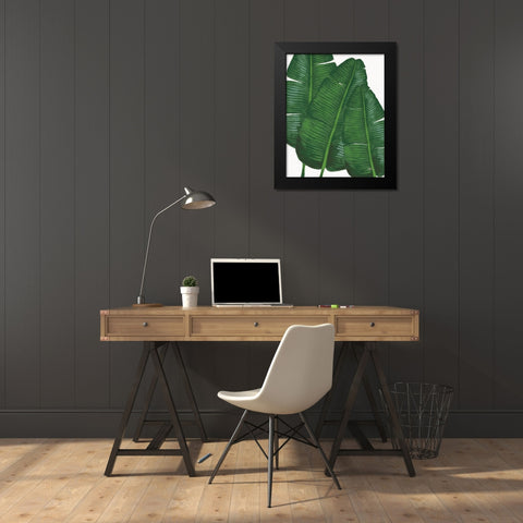 Emerald Banana Leaves II Black Modern Wood Framed Art Print by Penner, Janelle