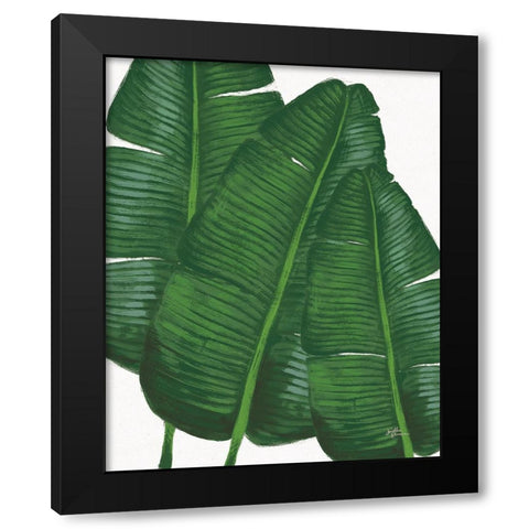 Emerald Banana Leaves II Black Modern Wood Framed Art Print with Double Matting by Penner, Janelle