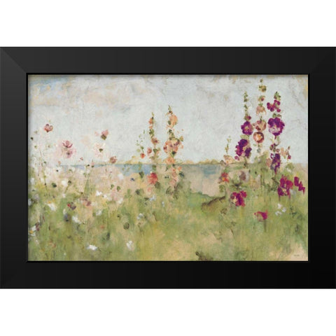 Hollyhocks by the Sea Black Modern Wood Framed Art Print by Blum, Cheri