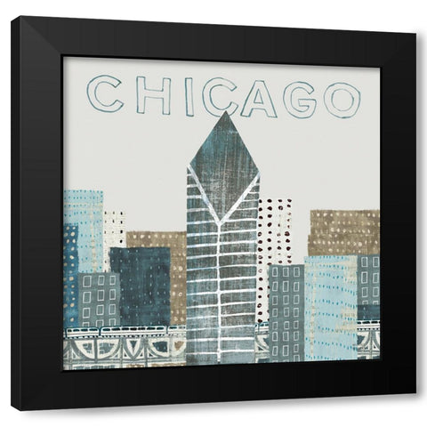 Chicago Landmarks II Black Modern Wood Framed Art Print by Mullan, Michael