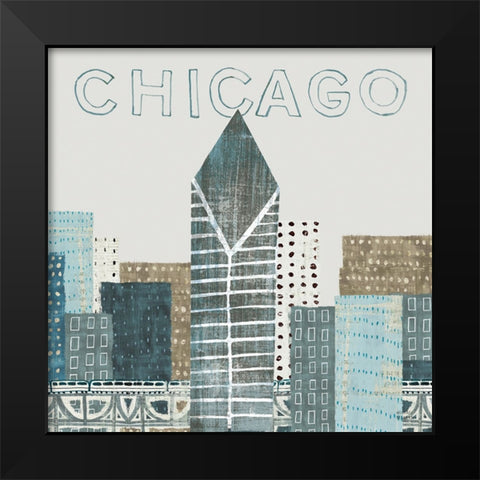 Chicago Landmarks II Black Modern Wood Framed Art Print by Mullan, Michael