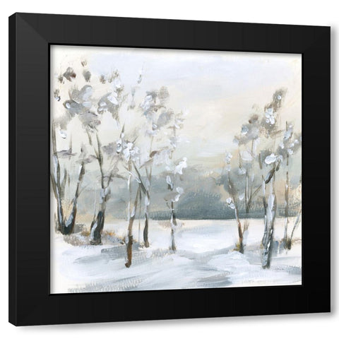 Snowy Winter Trees Black Modern Wood Framed Art Print by Pete, Katrina