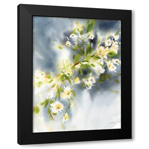 Winter Florals Black Modern Wood Framed Art Print by Pete, Katrina