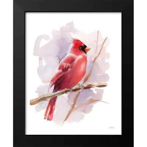 Winter Cardinal Black Modern Wood Framed Art Print by Pete, Katrina
