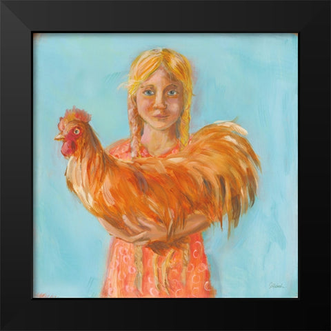 Prize Rooster Black Modern Wood Framed Art Print by Schlabach, Sue
